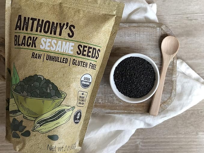Anthony's Organic Black Sesame Seeds, 2 lb, Raw, Unhulled, Batch Tested & Verified Gluten Free, Keto Friendly