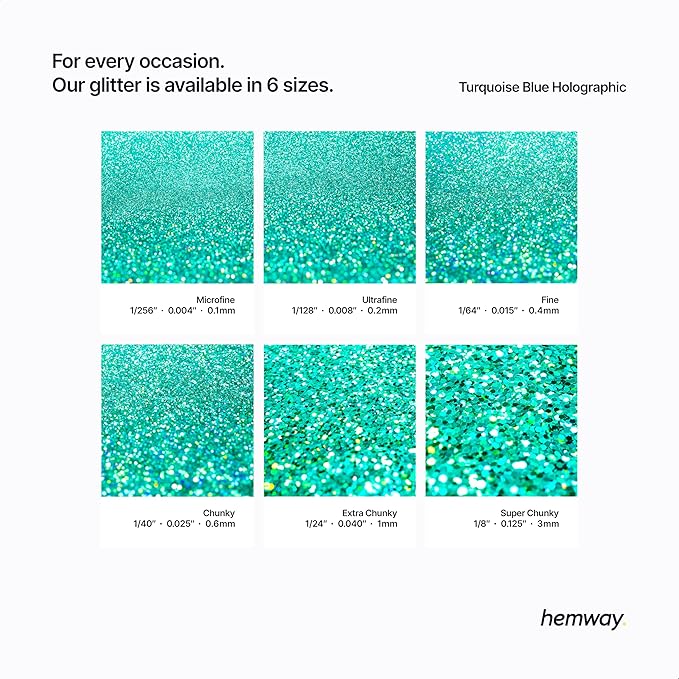 Hemway Premium Glitter Shaker - Turquoise Blue Holographic | 115g Super Chunky Metallic Flake Sequins for Resin & Epoxy Crafts | Craft Supplies for Tumblers, Festival, Art