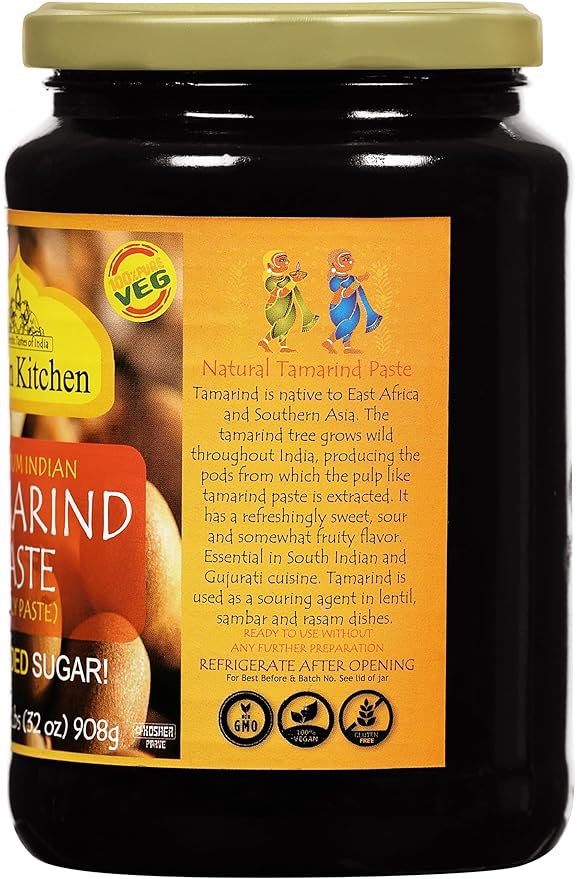 Asian Kitchen Tamarind Paste Puree (Imli) 32oz (908g) 2lbs Glass Jar, Gluten Free, No added sugar ~ All Natural | Vegan | NON-GMO | No Colors | Indian Origin