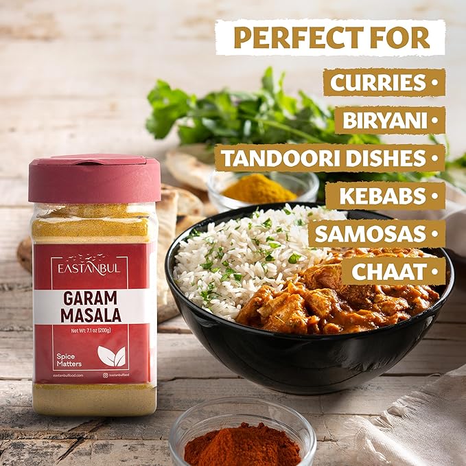 Eastanbul Garam Masala, 7.1oz Garam Masala Spice Powder Mix, Indian Spice, Top Culinary Grade Seasoning, Sodium Free, Sugar Free, No MSG, No Filler, Vegan