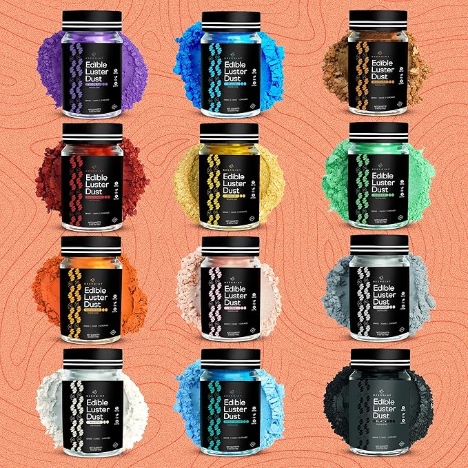 BeePoint Orange Edible Luster Dust 15g - Food Grade, Vibrant Color Shimmer Powdered Dust for Drinks, Cocktails, Cake Decorating, Baking, Chocolates, Candy, Sweets, & Cookies - Vegan & Gluten Free