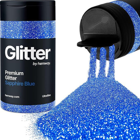 Hemway Premium Glitter Shaker - Sapphire Blue | 130g Ultrafine Metallic Flake Sequins for Resin & Epoxy Crafts | Craft Supplies for Tumblers, Festival, Art