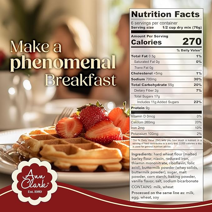 Ann Clark Gourmet Belgian Waffle Mix, 16 oz. Made in USA