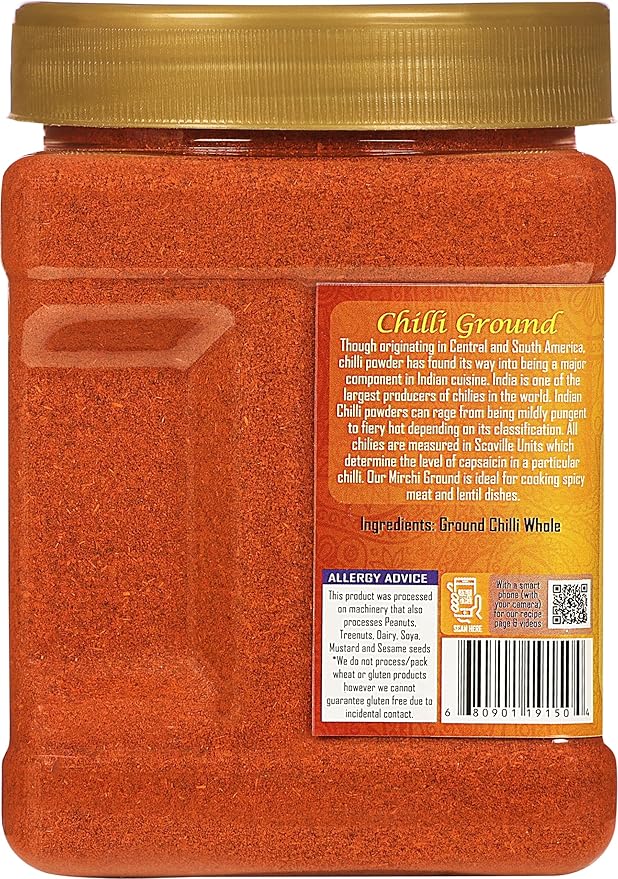 Rani Chilli Powder (Mirchi) Ground Indian Spice 16oz (1lb) 454g PET Jar ~ All Natural | Salt-Free | Vegan | No Colors | Gluten Friendly | NON-GMO | Kosher | Indian Origin