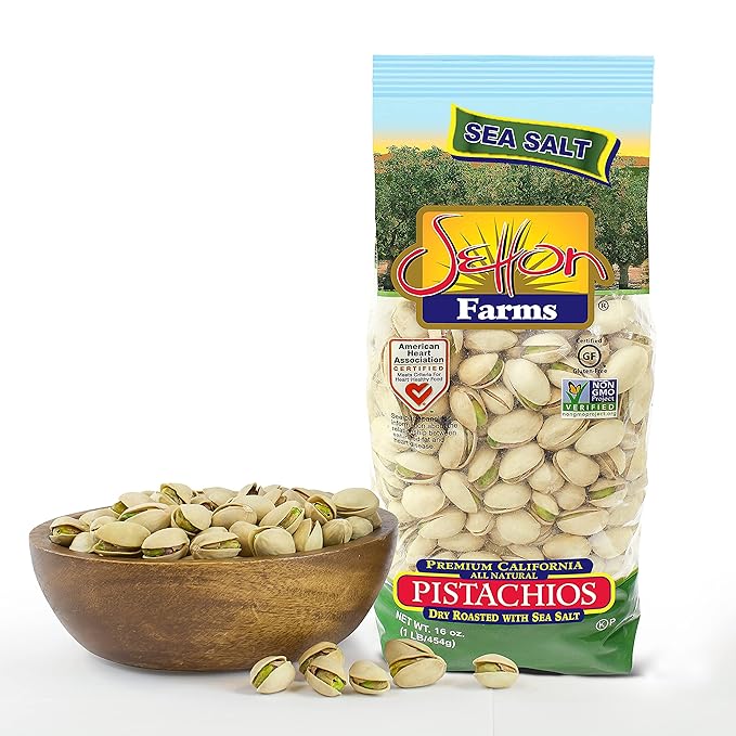 Setton Farms Dry Roasted and Salted Pistachios, Premium California In Shell Pistachios, 1 pound Bag (16 Ounce), Certified Non-GMO, Gluten Free, Vegan and Kosher