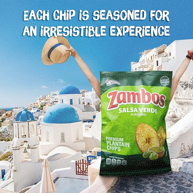 Zambos Plantain Chips Salsa Verde (Pack of 4)