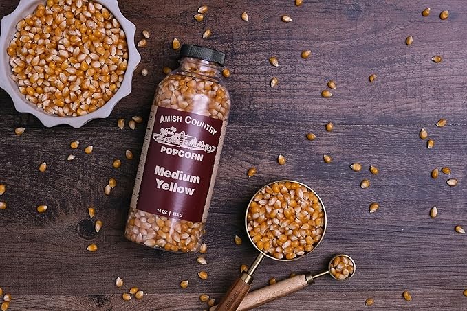 Amish Country Popcorn | 2-14 oz Bottles | Medium Yellow Popcorn Kernels | Old Fashioned, Non-GMO and Gluten Free (2-14 oz Bottles)
