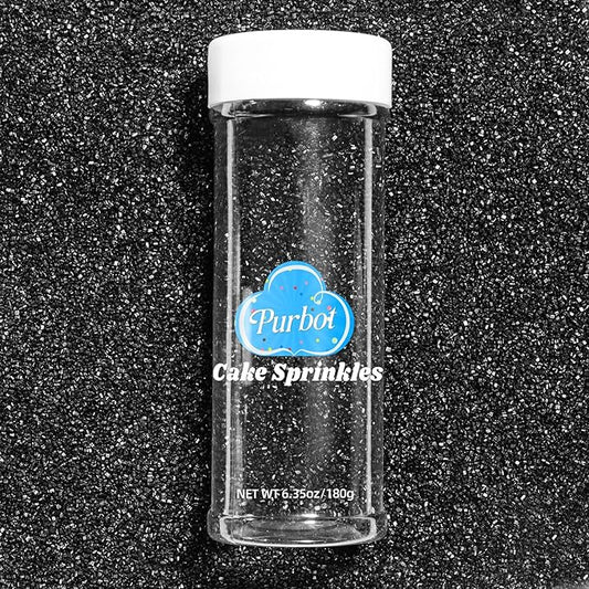 Black Sprinkles Sanding Sugar, 6.35 Oz Edible Sparkling Sugar Crystals for Baking Cookies Ice Cream Cupcake Cake Decorations