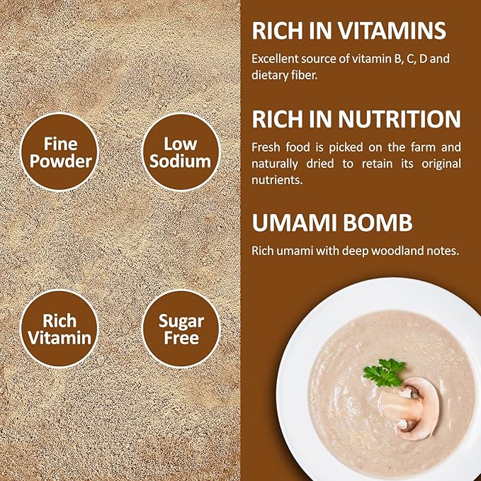 Yimi Onion and Mushroom Seasoning Mix, Umami Flavor, Finely Ground Powder for Soups, Stews, and Sauces and More, 8 oz