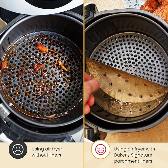 9??Steamer Paper, Air Fryer Round Parchment Paper Liners ??220pcs Unbleached Bamboo Steamer Liners ??Easy Cleanup, Will Not Burn or Curl, Non-Toxic & Convenient Packaging by Baker?™s Signature