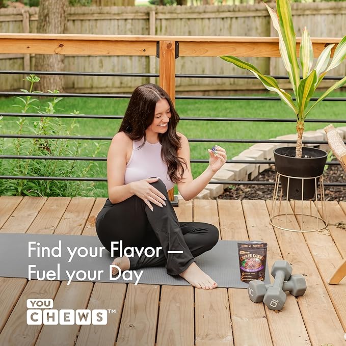 YouChews Coffee Chews - Grab & Go Energy with 100mg per Chew of Clean, Green Caffeine. With Real Organic Ingredients, Low Sugar, Great Bold Taste & Long Lasting Energy Boost (30 Chews Pack)