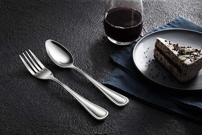 New Star Foodservice 58123 Slimline Pattern, 18/0 Stainless Steel, Dinner/Dessert Spoon, 7.25-Inch, Set of 12