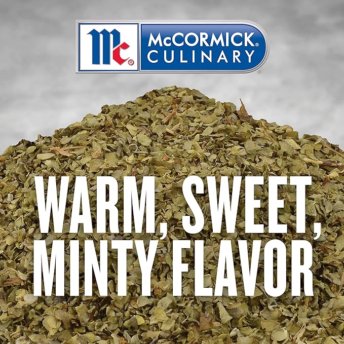 McCormick Culinary Marjoram Leaves, 4 oz - One 4 Ounce Container of Marjoram Spice for a Bitter, Minty Flavor, Ideal in Stews, Salads, Pork and Beef Dishes and Sauces