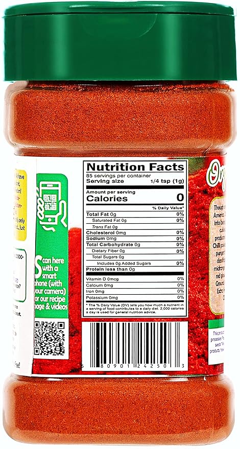 Rani Organic Chilli Powder (Mirchi Ground) 3oz (85g) PET Jar ~ All Natural | Vegan | Gluten Friendly | NON-GMO | Indian Origin | USDA Certified Organic