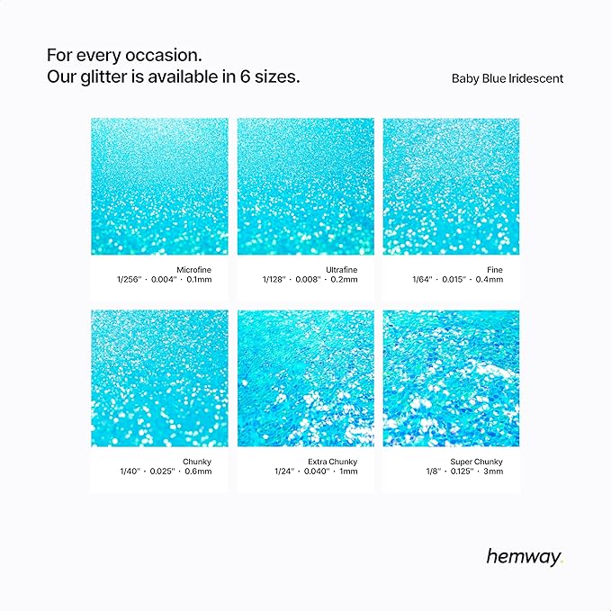Hemway Premium Glitter Shaker - Baby Blue Iridescent | 130g Ultrafine Metallic Flake Sequins for Resin & Epoxy Crafts | Craft Supplies for Tumblers, Festival, Art