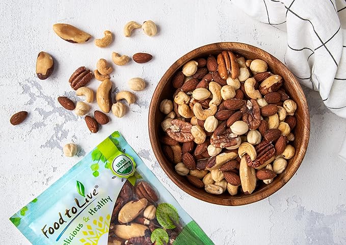 Organic Deluxe Nuts Mix, 8 Pounds ??A Blend of Dry Roasted Pecans, Cashews, Filberts, Almonds and Brazil Nuts with Himalayan Salt. Non-GMO, Oven Roasted and Lightly Salted. No Oil Added, Kosher, Bulk