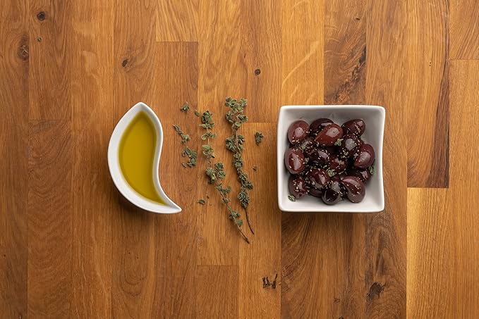 Pack of 4 Kalamon Olives in Vacuum Pack, Kalamata Olives with Greek Oregano and Red Wine Vinegar, Freshly Sealed Olives Kalamata with Extra Virgin Oil 4X200g