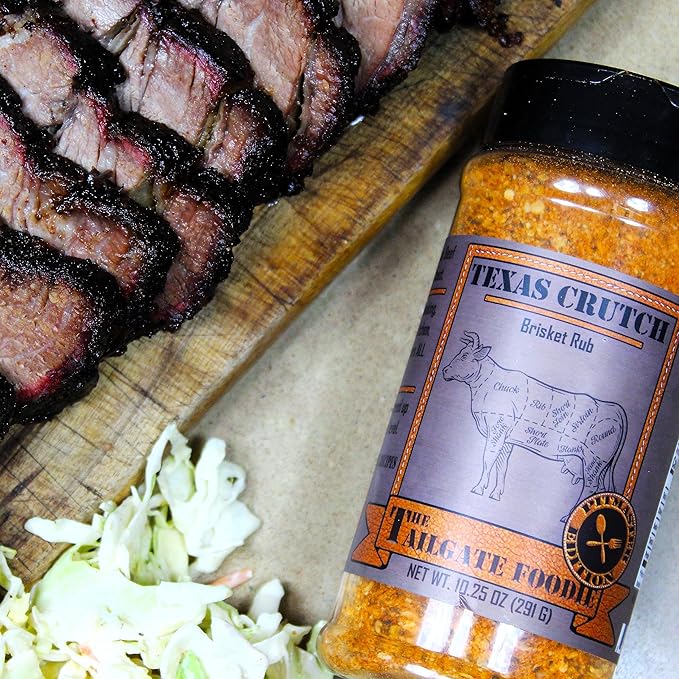 The Tailgate Foodie: Texas Crutch Brisket Rub - Smoking Rub for Brisket - Great for Brisket, Steak, Burgers - Meat Seasoning and Dry Rub - Large Shaker Bottle