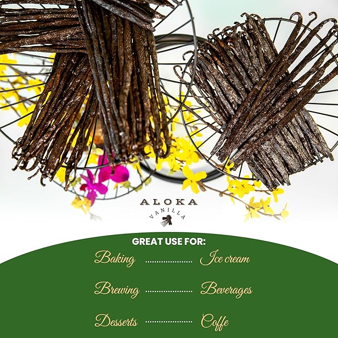 10 Count Organic Madagascar Vanilla Beans – Grade A Bourbon Pods | Gourmet Whole Vanilla Beans for Baking, Cooking, Extract Making | Rich Aroma, Premium Flavor, Non-GMO, Vegan
