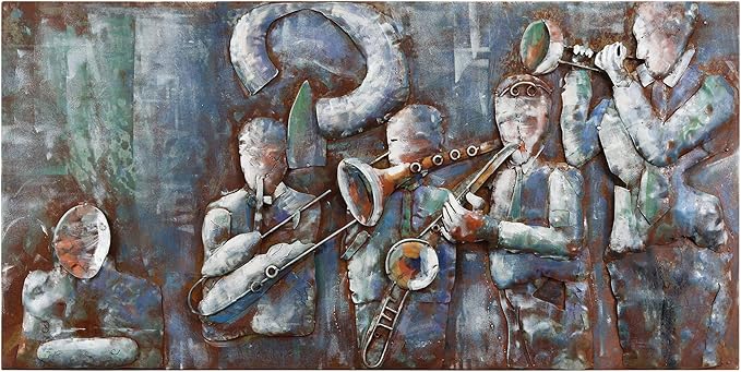 Empire Art Direct Jazz Band Mixed Media Iron Hand Painted Dimensional Wall Art, 56" x 28" x 2.4", Ready to Hang