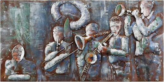 Empire Art Direct Jazz Band Mixed Media Iron Hand Painted Dimensional Wall Art, 56" x 28" x 2.4", Ready to Hang