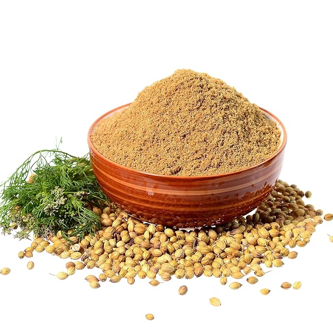 SPICES VILLAGE Ground Coriander, Dried Coriander Seeds Powder, 8 oz, Kosher Certified, All Natural Roasted Indian Spice for Seasoning and Cooking, Gluten Free, Non GMO, Resealable Bulk Bag