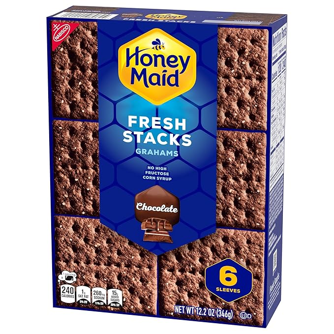 HONEY MAID Fresh Stacks Chocolate Graham Crackers, Bulk Travel Snacks, 6 Boxes (36 Multi Snack Packs)
