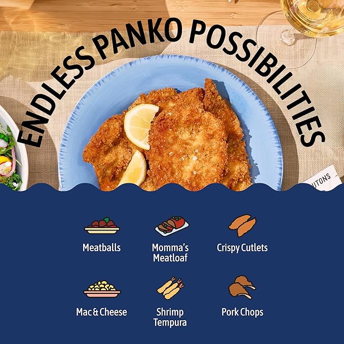 Kooshy Plain Panko Breadcrumbs | Vegan, Dairy Free, & Non GMO Sourdough Bread Crumbs for Meatballs, Meat Cutlets, Vegetables, Meatloaf, & Mac and Cheese (Plain | 7.5 oz / 6 Pack)