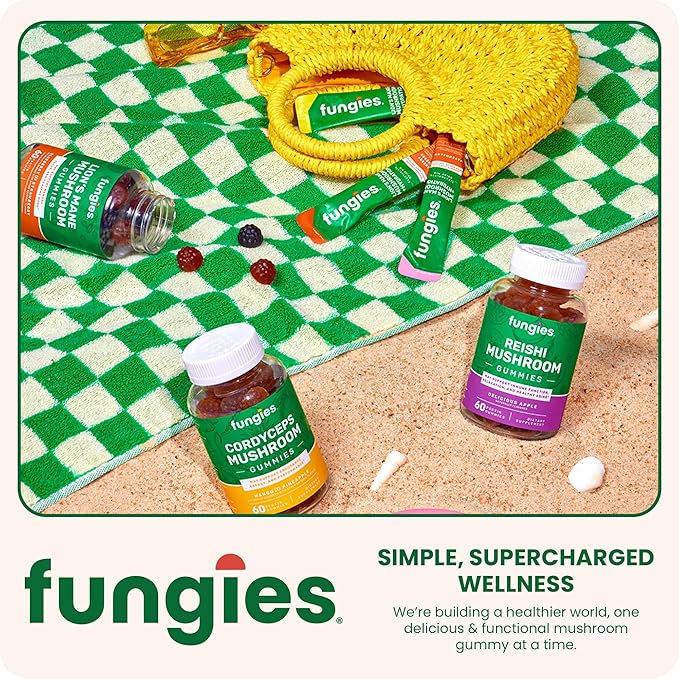 Fungies Mushroom Gummy 3-Pack Bundle, Lion's Mane, Cordyceps & Reishi Gummies for Adults - Mushroom Gummies Supports Brain Health, Gut Health, Energy & Daily Wellness - 180 Servings