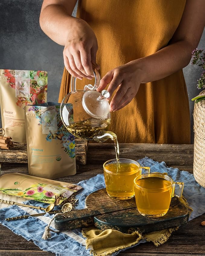 Gardenika Organic Loose Leaf Tea Sampler - Herbal Caffeine-Free Set - Ayurvedic Blend, KSA Kosher, No Natural or Artificial Flavors (5 Pack)