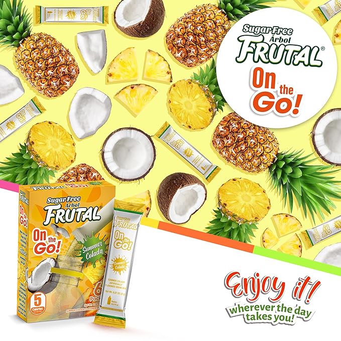 Frutal On-The-Go! | Powdered Drink Mix Pina Colada - Flavored Sugar Free! ??Single Serve On The Go! - Powder Sticks Packets (30 Count of Stick Packs)