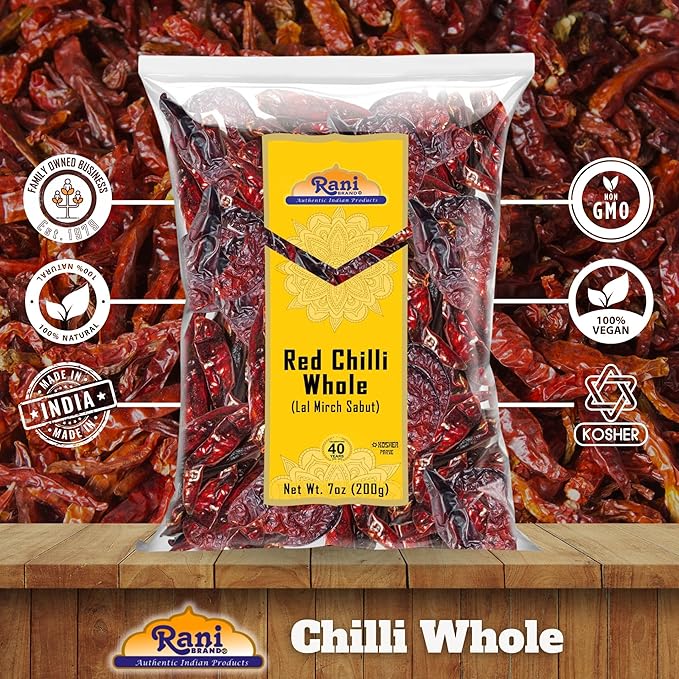Rani Chilli Whole (Lal Mirch Sabut) 7oz (200g) ~ All Natural | Vegan | No Colors | Gluten Friendly | NON-GMO | Kosher