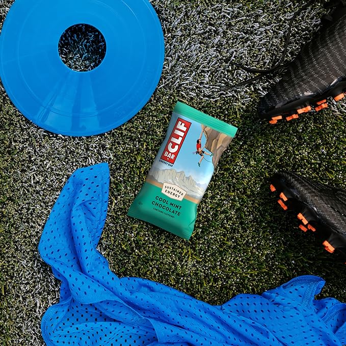 CLIF BAR - Cool Mint Chocolate with Caffeine - Made with Organic Oats - Energy Bars - Non-GMO - Plant Based Protein Bars (10 Pack)