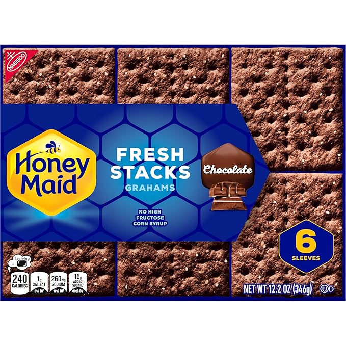 HONEY MAID Fresh Stacks Chocolate Graham Crackers, Bulk Travel Snacks, 6 Boxes (36 Multi Snack Packs)