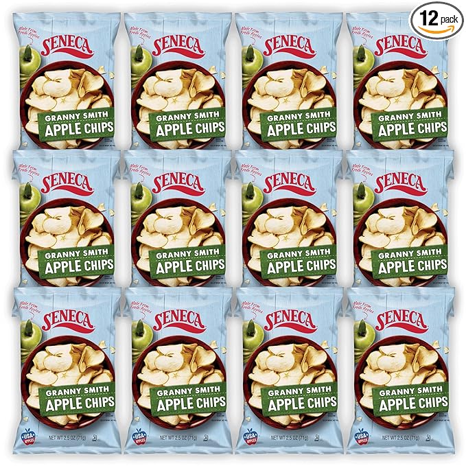 Seneca Granny Smith Apple Chips | Made from Fresh Apples | 100% Granny Smith Apples | Yakima Valley Orchards of Washington | Crisped Apple Perfection | Foil-Freshness bag | 2.5 ounce (Pack of 12)