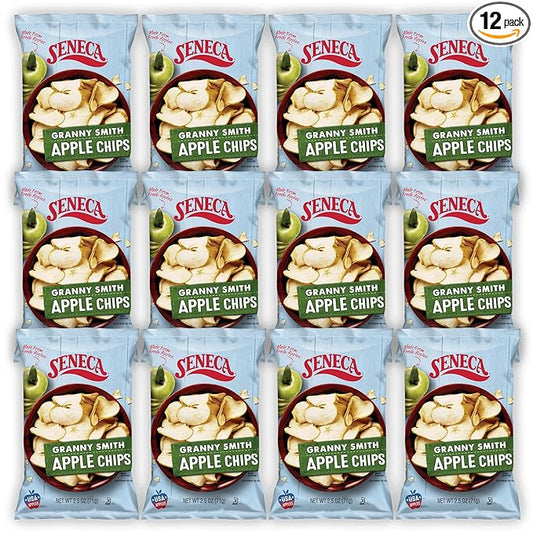 Seneca Granny Smith Apple Chips | Made from Fresh Apples | 100% Granny Smith Apples | Yakima Valley Orchards of Washington | Crisped Apple Perfection | Foil-Freshness bag | 2.5 ounce (Pack of 12)