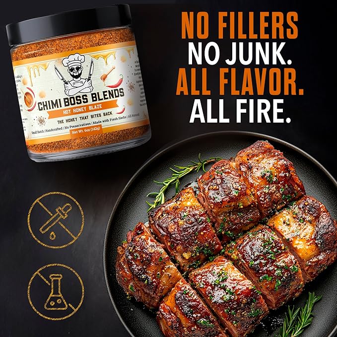 Chimi Boss Blends Hot Honey Seasoning, 6oz ??Sweet & Spicy Dry Rub for Grilling, Smoking & BBQ ??Gourmet Small-Batch Spice Blend for Chicken, Pork, Ribs & Vegetables ??Made in USA