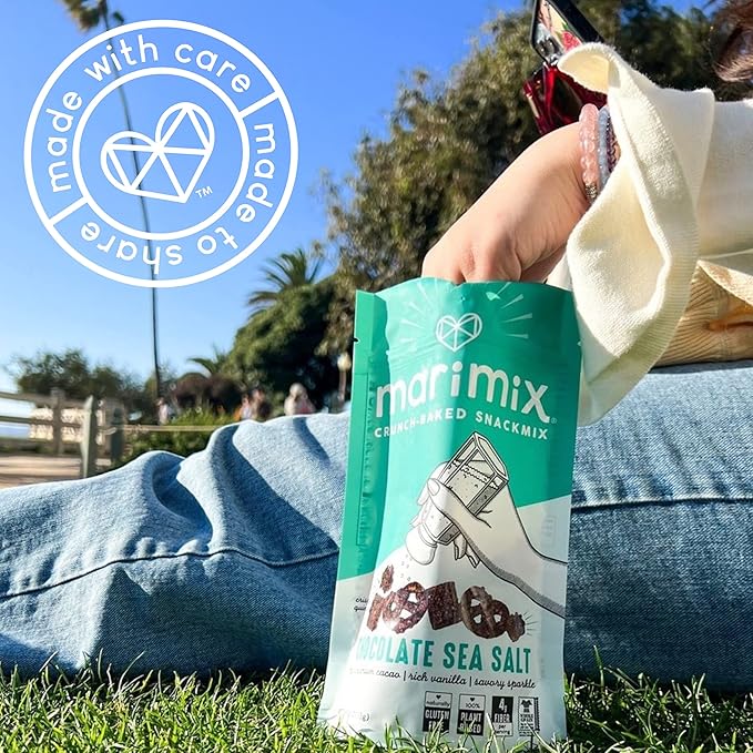 Marimix Snack Mix | Chocolatey Sea Salt 3 Pack | Crunch Baked Sweet & Salty Savory Plant Based Naturally Gluten Free Whole Grain Fiber Charcuterie Pretzel Trail Party Mix | No Artificial Ingredients