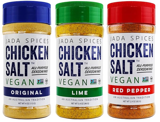 JADA Spices Chicken Salt Spice and Seasoning - Original, Lime, Red Pepper - Vegan, Keto & Paleo Friendly - Perfect for Cooking, BBQ, Grilling, Rubs, Popcorn and more - Preservative & Additive Free