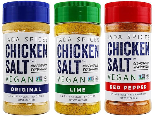 JADA Spices Chicken Salt Spice and Seasoning - Original, Lime, Red Pepper - Vegan, Keto & Paleo Friendly - Perfect for Cooking, BBQ, Grilling, Rubs, Popcorn and more - Preservative & Additive Free