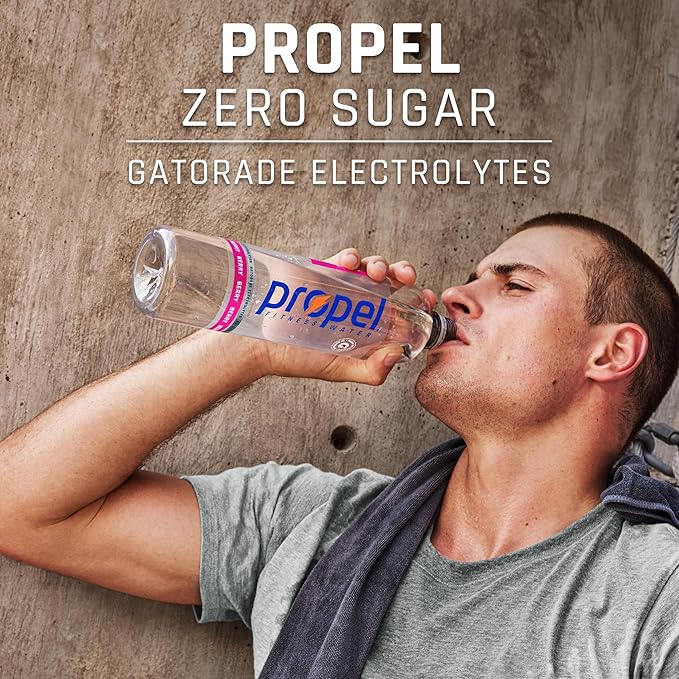 Propel Electrolyte Enhanced Water Sports Drink, Berry Flavored Water, Zero Calorie & Zero Sugar Hydration with Electrolytes and Vitamins C & E, 16.9 fl oz Water Bottles (12 Pack)