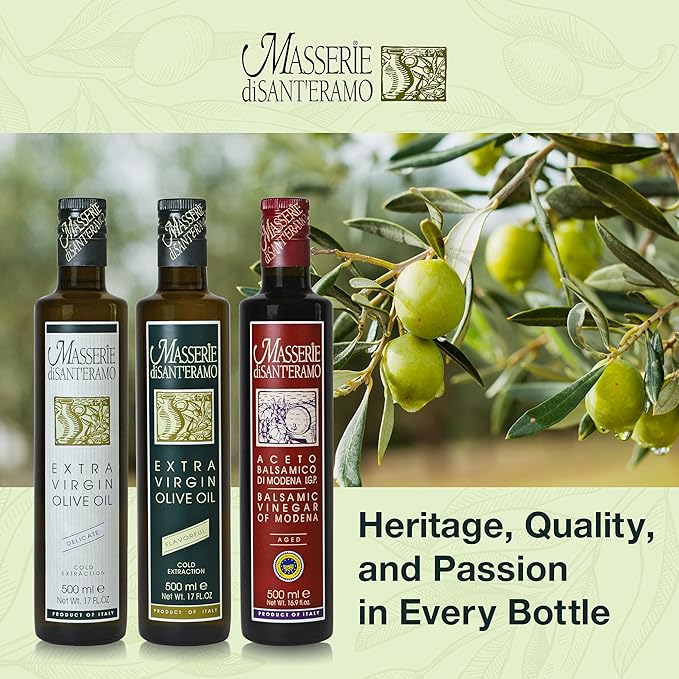 Italian Aged Balsamic Vinegar of Modena, Made in Italy, Aceto Balsamico di Modena IGP - Masserie di Sant'Eramo - 8.45 Fl Oz (Pack 6)