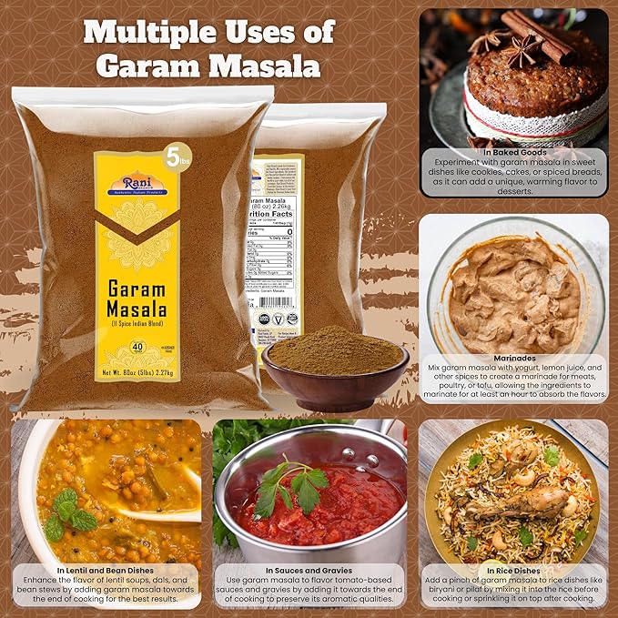Rani Garam Masala Indian 11-Spice Blend 80oz (5lbs) 2.27kg Bulk ~ All Natural, Salt-Free | Vegan | No Colors | Gluten Friendly | NON-GMO | Kosher | Indian Origin