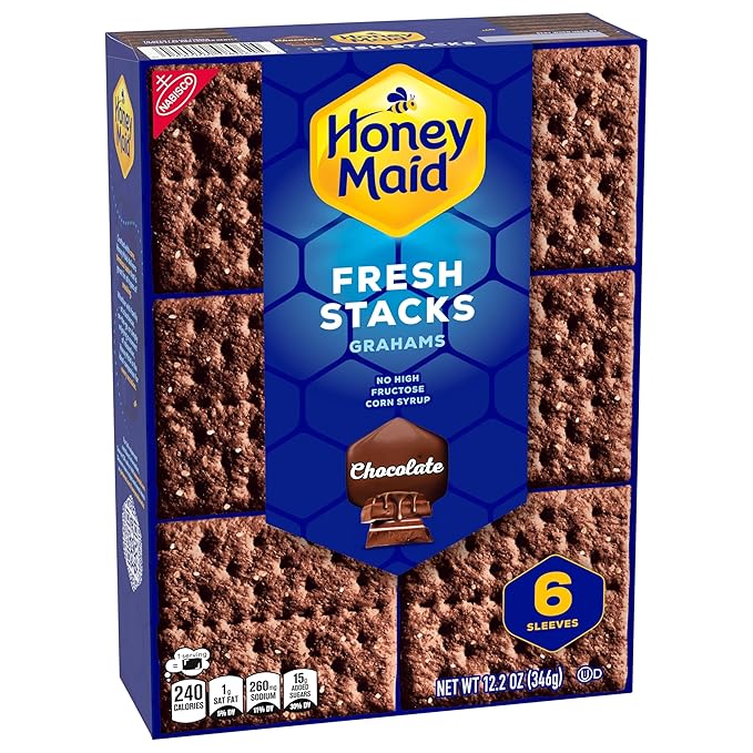 HONEY MAID Fresh Stacks Chocolate Graham Crackers, Bulk Travel Snacks, 6 Boxes (36 Multi Snack Packs)