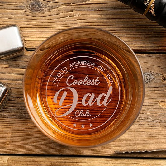 Whiskey Rocks Glass Father's Day Gift For Husband, 14.2 Oz Old Fashioned Glasses Scotch, Christmas Birthday Gifts for Dad from Daughter Son