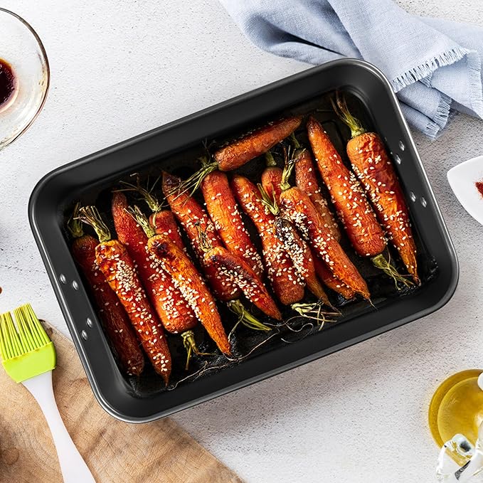 Tiawudi Lasagna Pan with Handles, 15x10x3 Inch Bakeware for Oven, Nonstick Rectangular Roasting Pan, Deep Baking Dish for Cake and Brownie, Heavy Duty