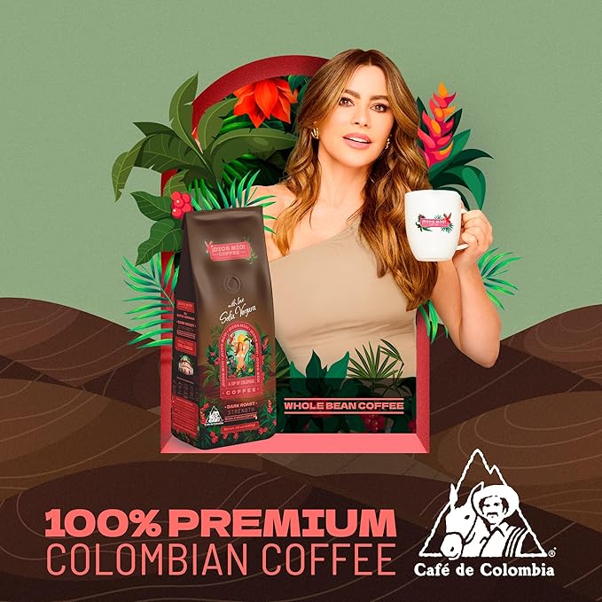 Dios Mio Coffee by Sofia Vergara, Dark Roast, Whole Bean Premium Colombian Coffee, 42 Ounce Bag