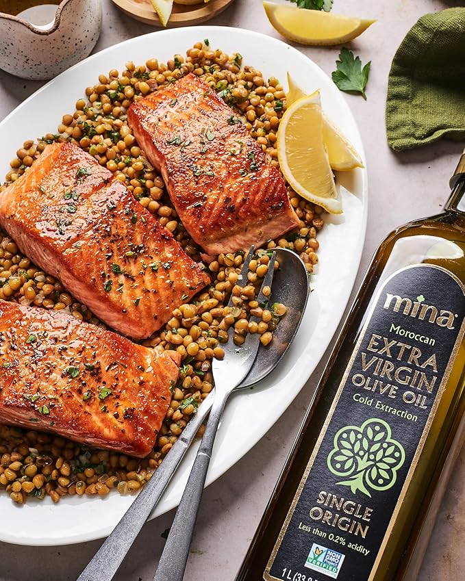 Mina Olive Oil Extra Virgin 16.9 Fl Oz, New Harvest, Polyphenol Rich Olive Oil for Cooking, Moroccan EVOO, Single Origin, Cold Extraction, Less than 0.2% Acidity, 500 ml