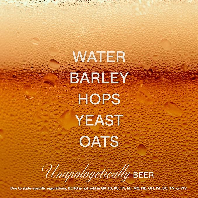 BERO Edge Hill Hazy IPA Non-Alcoholic Beer, 6-Pack Hoppy IPA-Style Craft Brew, NA Beer by Tom Holland, Bold and Hoppy Flavor, Alcohol Alternative Beverages for Any Occasion