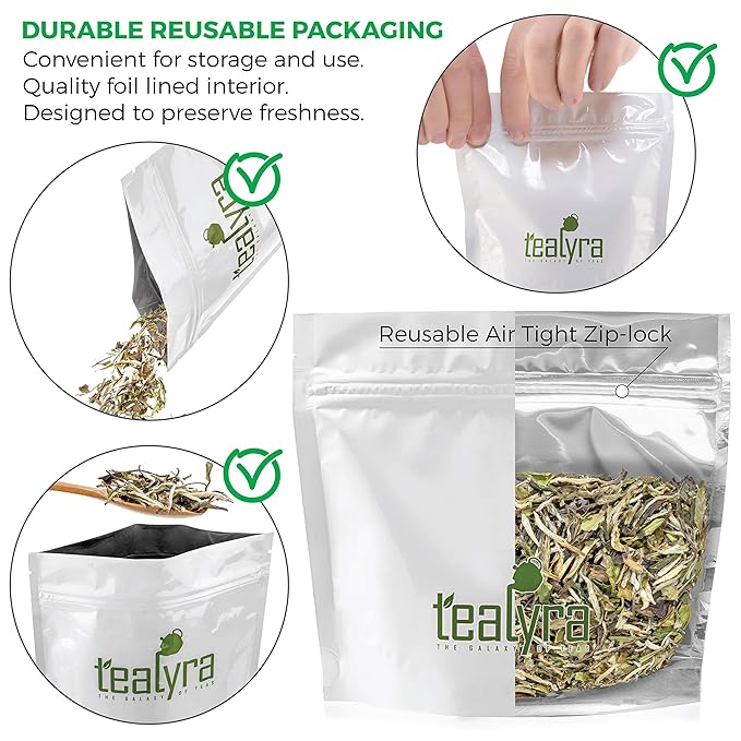 Tealyra - White Peony - Bai Mu Tan White Loose Leaf tea - Premium Chinese White Tea - Caffeine Level Low - 100g (3.5-ounce)